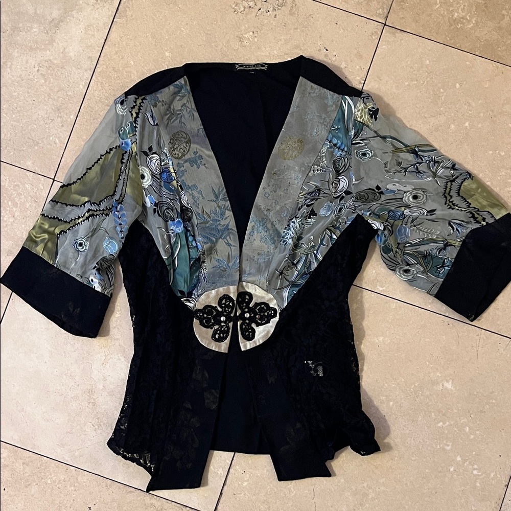 Vintage Violet Kay Floral Kimono Cardigan with Embellished Detail